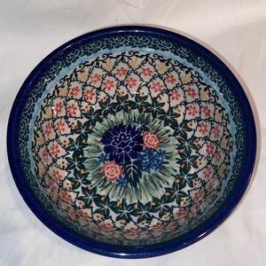New Polish pottery Unikat 6.25” cereal or salad bowl floral.